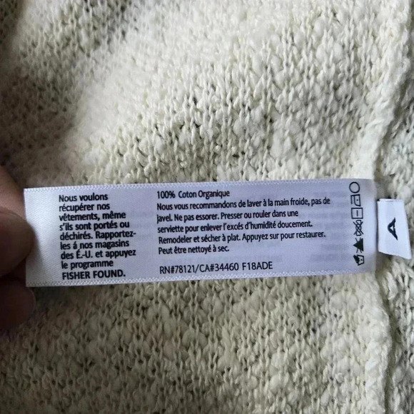 Eileen Fisher Loop Knit Cotton Open Cardigan Off-White Size M #072 - Picture 7 of 7